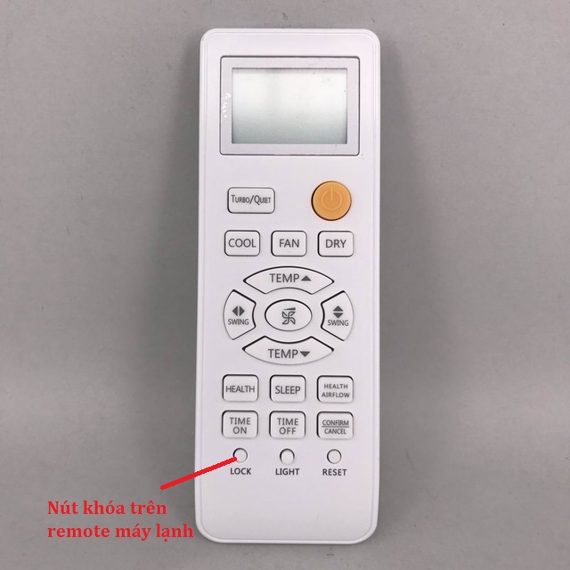 Vị trí nút khóa trên remote máy lạnh